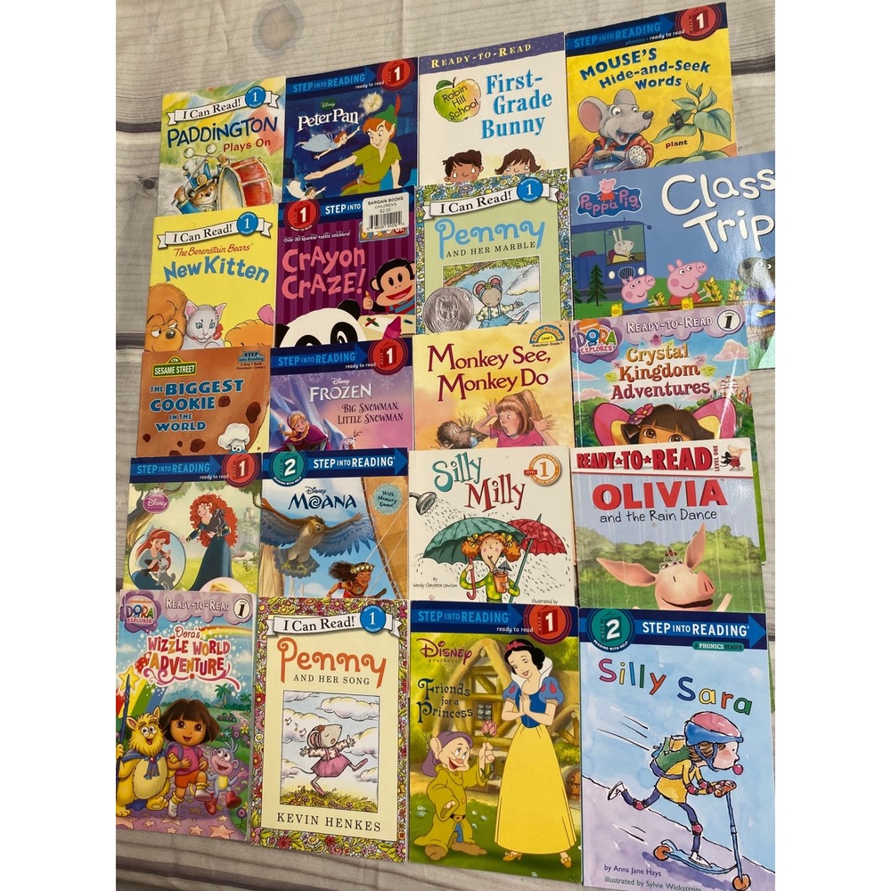 20 Early Reader Books Lot Disney Frozen Moana Peppa Pig Dora I Can Read Step 1 2